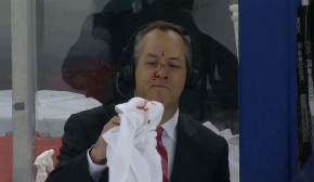 Rangers Hockey Announcer Takes Puck To The Face